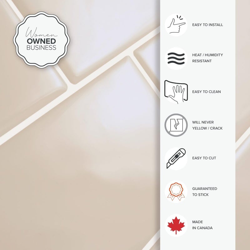 Smart Tiles بلاط خلفية قابل للتقشير واللصق - 5 أوراق بحجم 11.56" × 8.38" - بلاط خلفية لاصق ثلاثي الأبعاد للمطبخ، الحمام، بلاط الجدران - Image 5